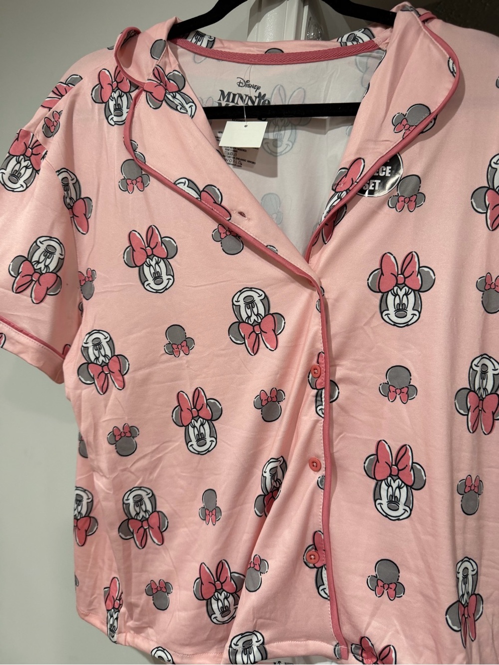Disney Pink Minnie Mouse Button-Front Sleep Top